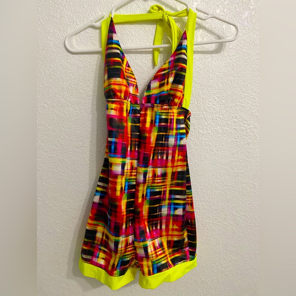 Neon halter top romper
